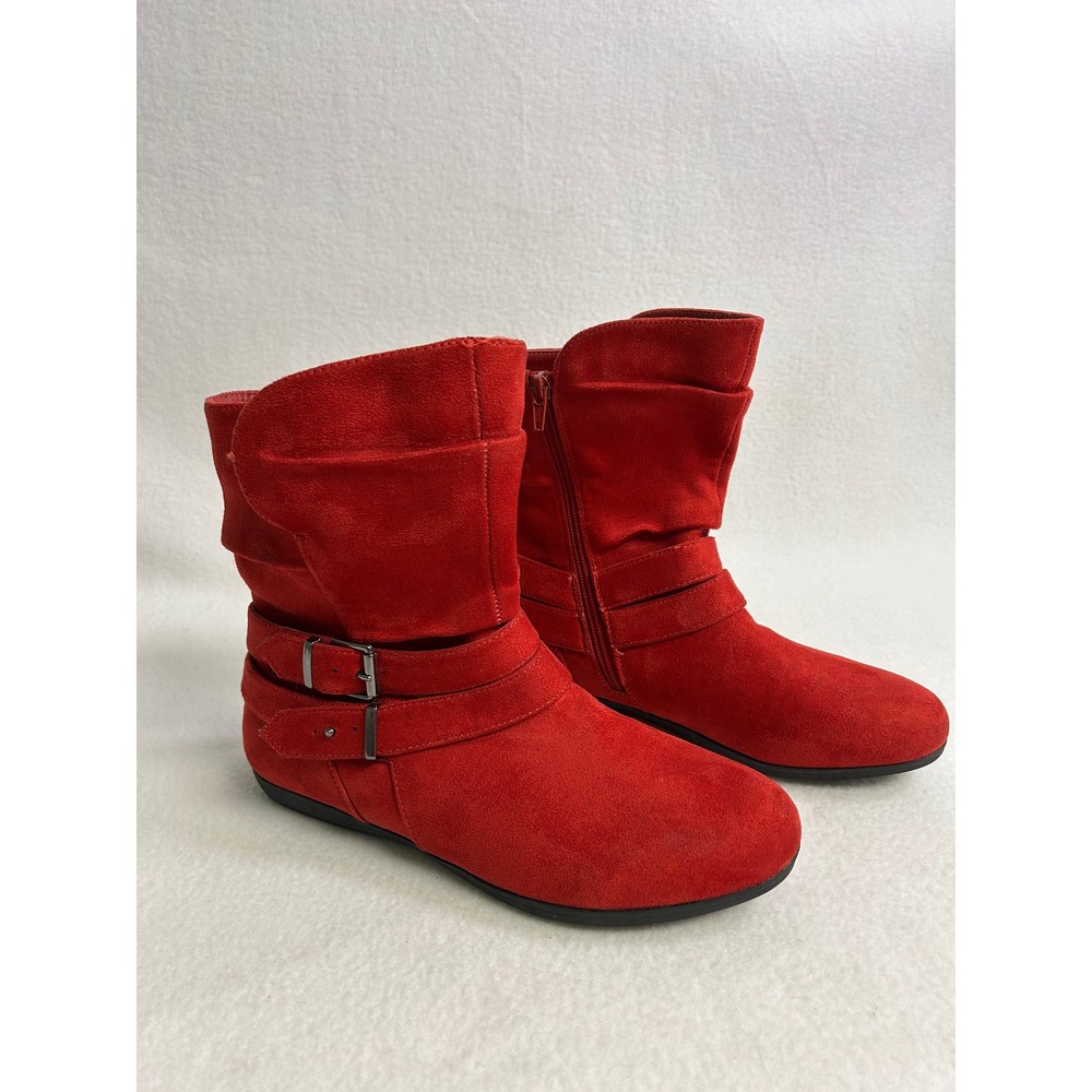 Indie Grunge I.D. Required Womens 8M Red Dasher Slouch Buckle Ankle Boots